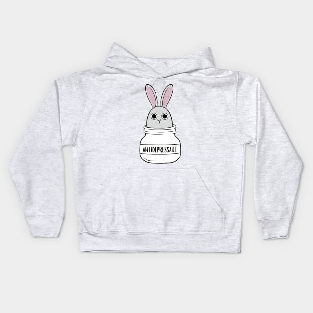 Antidepressant Bunny 4 Kids Hoodie by Firlefanzzz